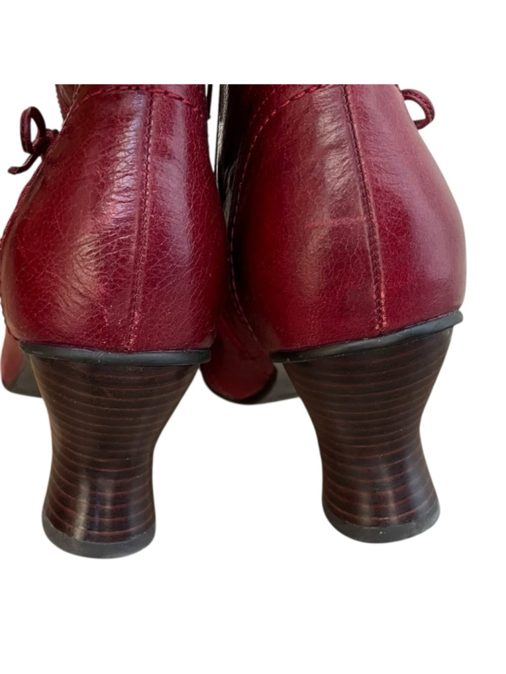 Miz Mooz Cranberry Red Ankle Boots Heel 9 - Picture 10 of 15